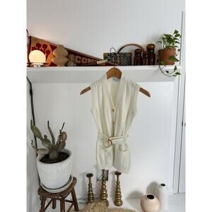 Vintage 1960s Carol Evans Knit Sleeveless Cardigan Sweater XS